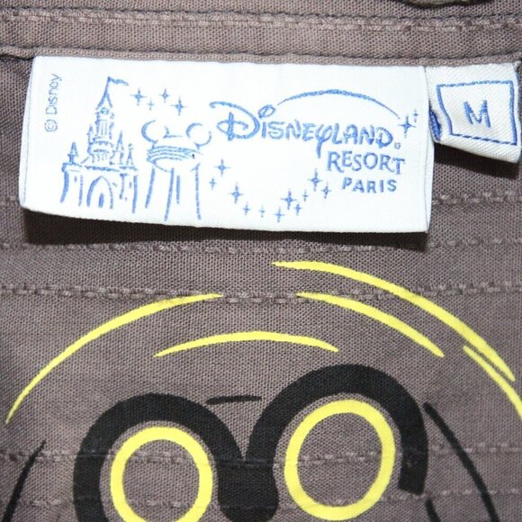 Disneyland Resorts Paris Size Medium Short Sleeve Button Down Shirt Gray - Picture 2 of 3